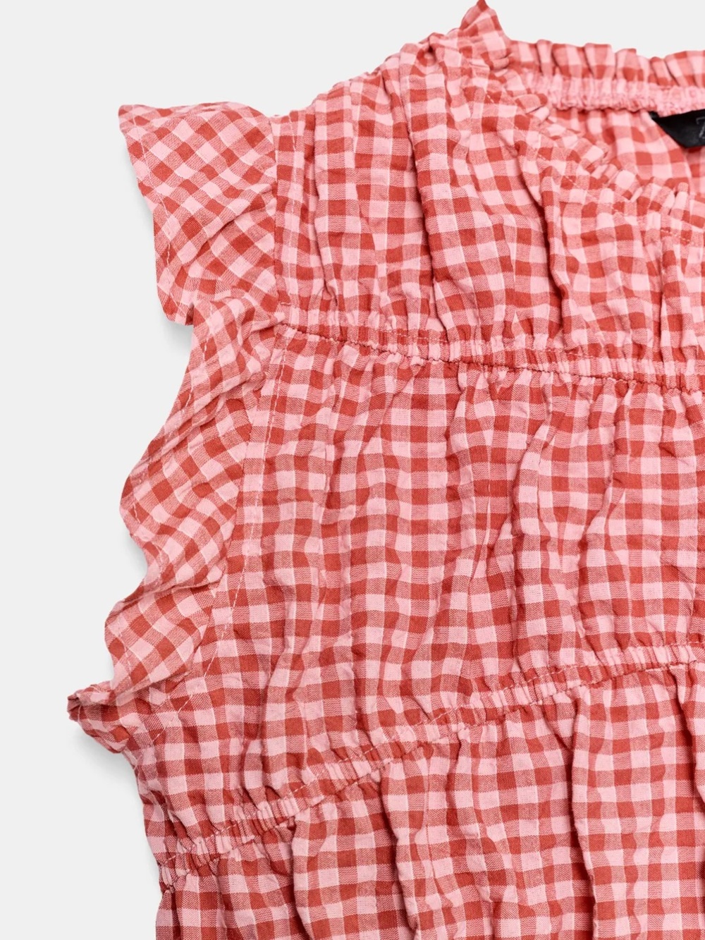 ZARA GINGHAM RUCHED TOP - Picture 6 of 6